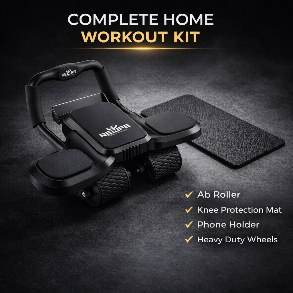 Ab Roller Machine with Support Pads & Elbow Handles