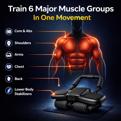 Ab Roller Machine with Support Pads & Elbow Handles