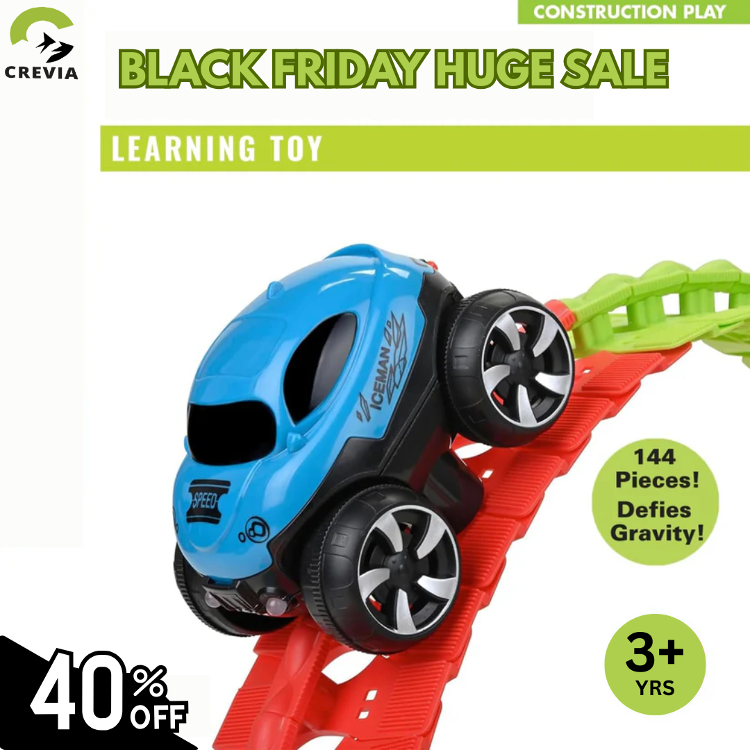 Toyz Zero-G Glow in the Dark Flexible Race Track Set –  LED Car Set for Kids