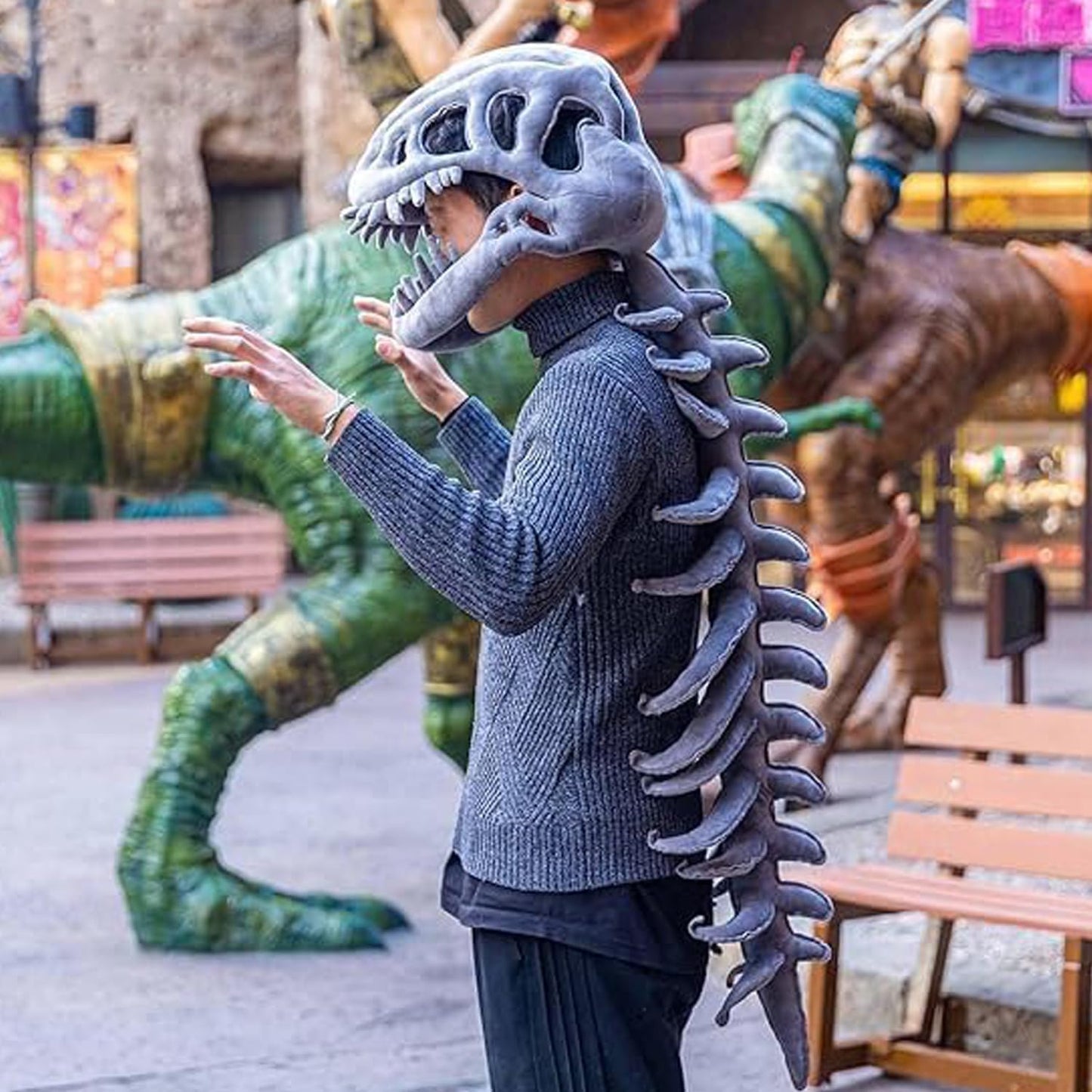 Realistic Dinosaur Skeleton Costume Set for Kids & Adults