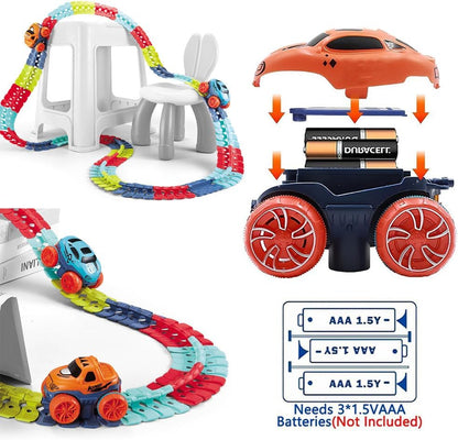 Toyz Zero-G Glow in the Dark Flexible Race Track Set –  LED Car Set for Kids