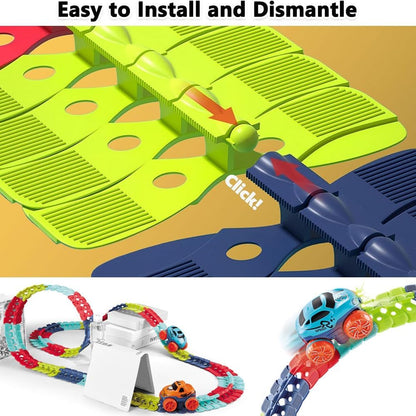 Toyz Zero-G Glow in the Dark Flexible Race Track Set –  LED Car Set for Kids