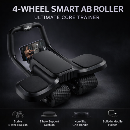 Ab Roller Machine with Support Pads & Elbow Handles