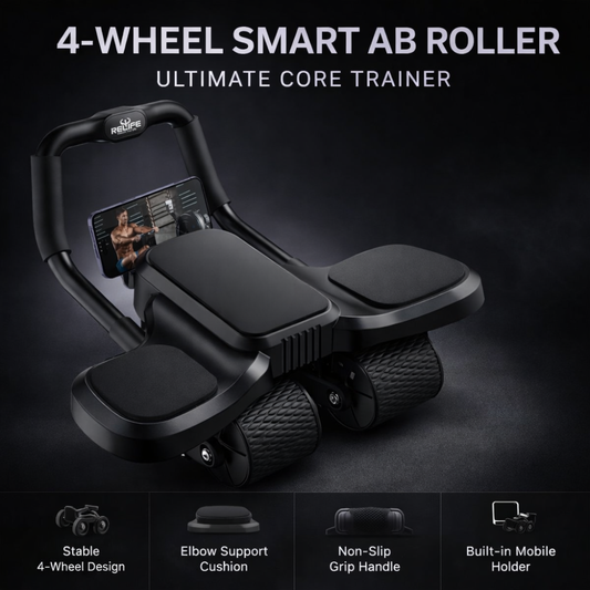 Ab Roller Machine with Support Pads & Elbow Handles